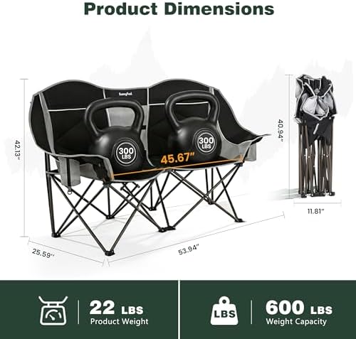 SUNNYFEEL Double Camping Chair Oversized Loveseat for Adults