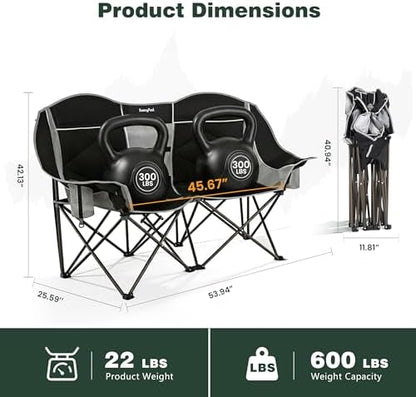 SUNNYFEEL Double Camping Chair Oversized Loveseat for Adults