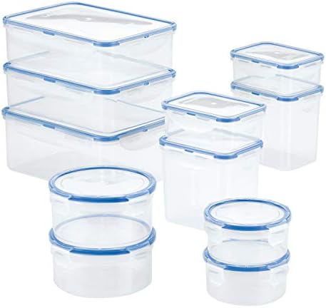 LocknLock Easy Essentials Food Storage lids/Airtight containers, BPA Free, 22 Piece, Clear