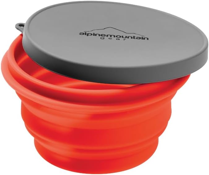 Collapsible Silicone Bowl with Lid for Camping and Backpacking - Camping Dishware Gear Essentials in Small/Red (Made by Caddis Sports)