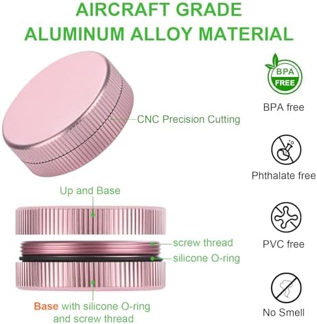 Aluminium Pill Case, 2Pcs Small Metal Pill Boxes for Purse, Tiny Waterproof Medicine Organizer Container, Portable Round Vitamin Holder, Compact Medication Dispenser Caddy for Camping, Travel - Pink