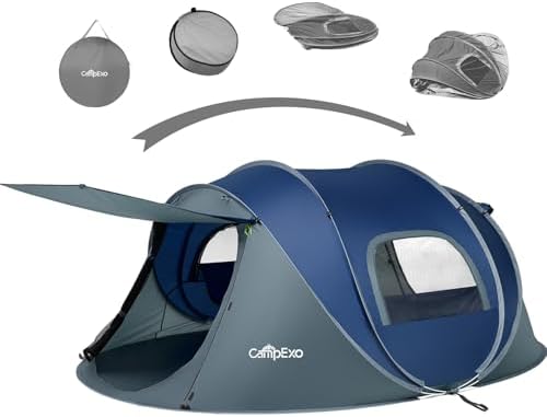 Camping Tent, Pop Up Instant Tent for 2-4 Person, Sets Up in Just Seconds, Waterproof Durable Tent with Carry Bag for Camping Hiking Outdoor