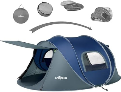Camping Tent, Pop Up Instant Tent for 2-4 Person, Sets Up in Just Seconds, Waterproof Durable Tent with Carry Bag for Camping Hiking Outdoor