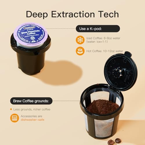 Tastyle Mini Single Serve Hot and Iced Coffee Maker for K Cup and Ground