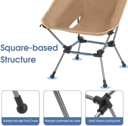 MOON LENCE Portable Camping Chair Plus, Larger & Roomier, Compact and Lightweight, Folding Chair for Backpacking Hiking Beach, Ultralight Camp Chair 330Lbs Capacity