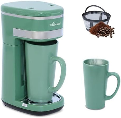Single Serve Coffee Maker, 15oz Portable One Cup Coffee Brewer