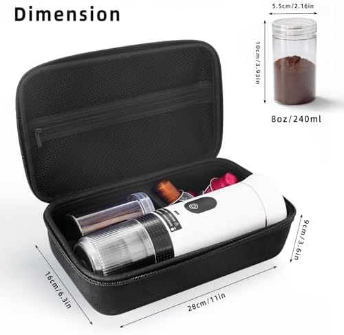 Portable Coffee Maker for Travel & Camping, Portable Espresso Maker with Bag, Rechargeable Cordless Battery Operated Coffee Makers for Ground Coffee, NS Capsule RV, Hiking, Office(White)