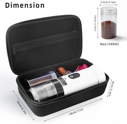 Portable Coffee Maker for Travel & Camping, Portable Espresso Maker with Bag, Rechargeable Cordless Battery Operated Coffee Makers for Ground Coffee, NS Capsule RV, Hiking, Office(White)