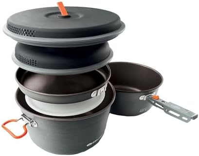 GSI Outdoors Pinnacle Ceramic Base Camper Cookset, Large, Non-Stick