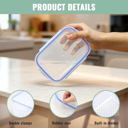 3 PCS Fruit Storage Containers for Fridge with Removable Colander