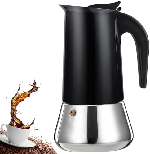 12 Cup Stovetop Espresso Maker Stainless Steel Moka Pot Stove Top Percolator Italian Coffee Makers Capable Mocha Greca Machine Cafe Classic Induction Cookers for Home and Camping 600ml 20oz