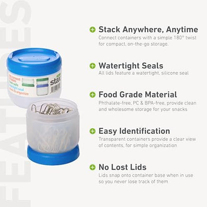 humangear STAX Stackable Containers, Medium Mid, Clear/Blue