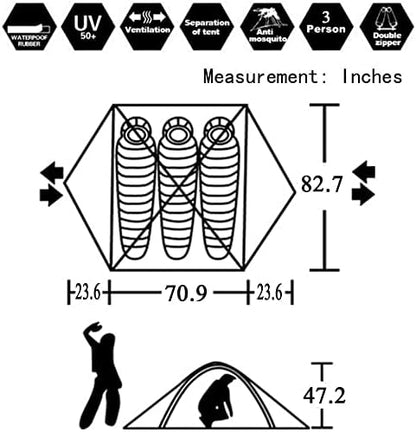 HILLMAN 1/2/3/4 Person Tents for Camping Instant Lightweight Backpacking Tents Easy Set Up Waterproof Family Camping Tent with Rainfly & Carry Bag Portable Dome Tent for Camping Hiking & Traveling