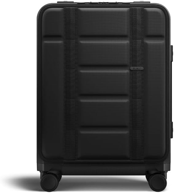 D_b_ Ramverk Pro Front Access Carry-On 21 Inch Hardside Luggage Extra Protection Aluminum Frame, Silent 360 Spinner Wheels, TSA Lock, Interior Laptop Compartment - Black Frame/Black