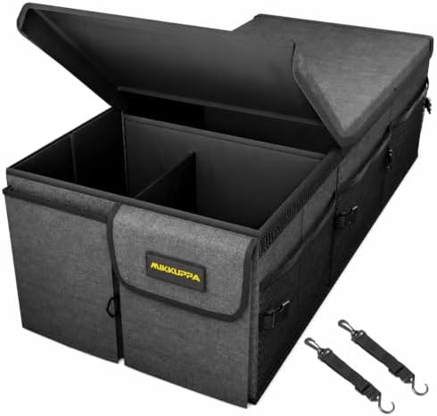 MIKKUPPA Trunk Organizer with Lid - 95L Collapsible Car Organizer, Gray