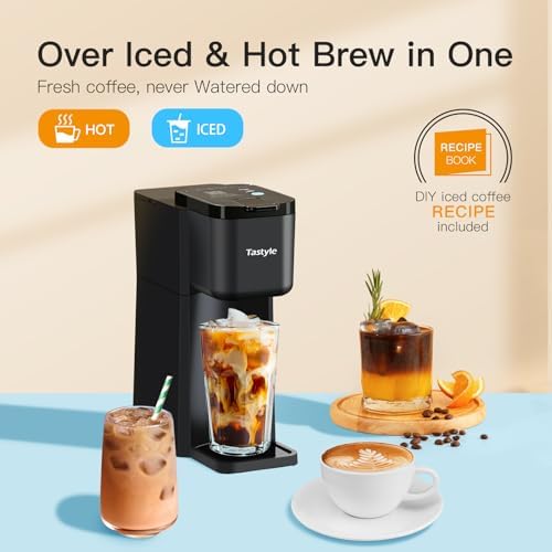 Tastyle Mini Single Serve Hot and Iced Coffee Maker for K Cup and Ground