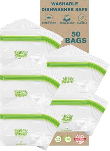 Smelly Proof 50 x Expandable Stand-Up & Fill REUSABLE Food Storage Bags, US Made, NO PEVA & BPA FREE, Reusable Freezer Bags, Dishwasher-Safe, Clear 3 mils STAND & FILL 4" x 3" - 50pk
