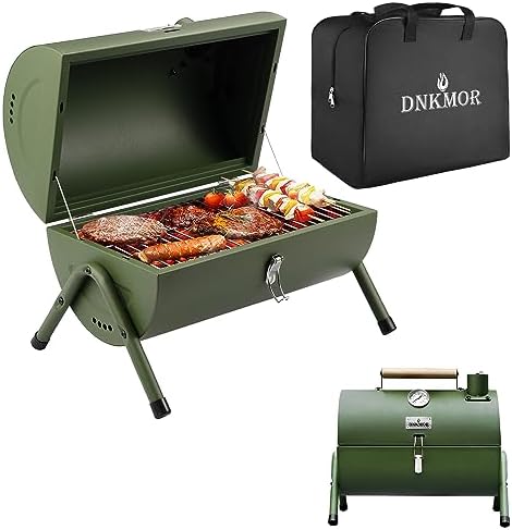 Charcoal Grill for Outdoor BBQ Smoker Portable Tabletop BBQ Grill,GREEN