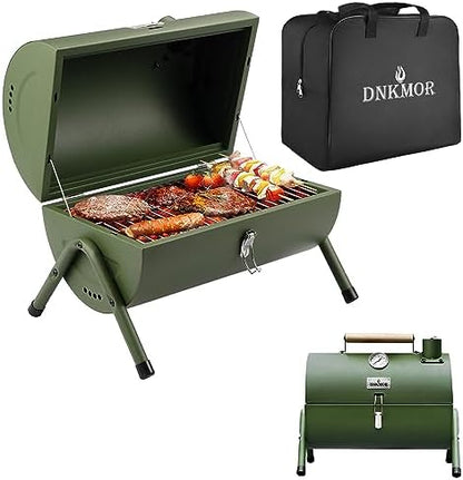 Charcoal Grill for Outdoor BBQ Smoker Portable Tabletop BBQ Grill,GREEN