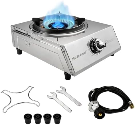 18,000 BTU High-Power Propane Burner Stove - Heavy-Duty Stainless Steel, Portable Single Burner Propane Stove for Outdoor Cooking