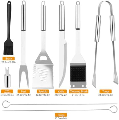 Grill Utensils Set,15 Pcs Stainless Steel BBQ Accessories Set, Portable Professional Grill Tool, Perfect Grill Kit Gift for Outdoor with Bag