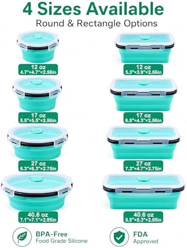 Collapsible Food Storage Containers with Lids - for Camping RV Accessories