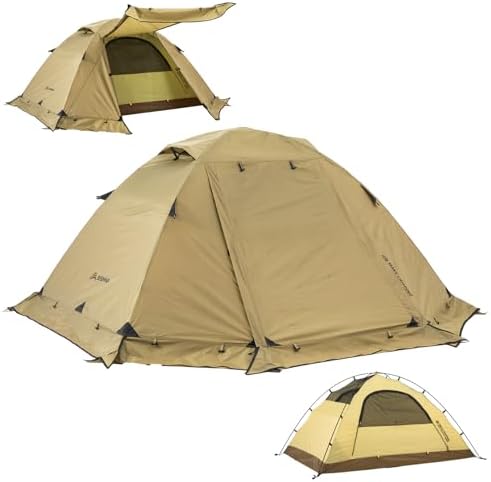 BISINNA 4 Season Tent for Backpacking Winter Tents 2 Person Lightweight Cold Weather Tents Waterproof Double Layer All Season Tent Aluminum Alloy Poles Easy Set Up for Camping, Hiking, Outdoor