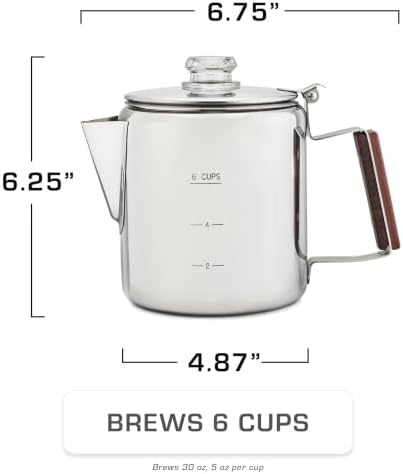 COLETTI Bozeman Induction Coffee Maker — Percolator Coffee Pot, Coffee Percolator – Brews 3 Kinds of Ways: Fire, Stovetop, & Induction (6 Cup)