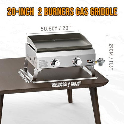 ONLYFIRE GRILLS Tabletop Gas Griddle 2 Burners, Propane Gas Stove, GS319