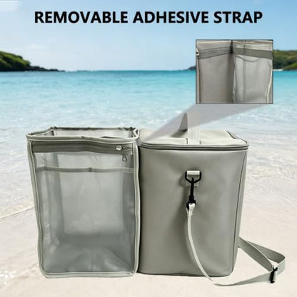 Insulated Cooler Organizer Insert for XL Bogg Bag Accessories, 2-in-1 Dry-Wet Separate Cooler for Beach Rubber Tote, Leak-Proof Ice Chest & Mesh Storage Bag Divider for Pool Camping Picnic