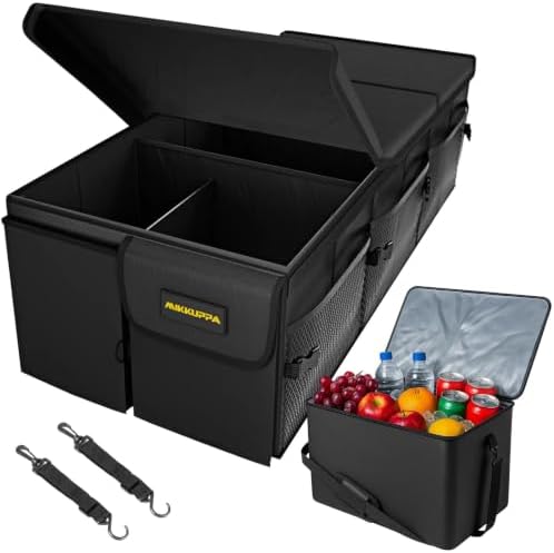 MIKKUPPA Trunk Organizer with Lid - 95L Car Organizer with Cooler, Black