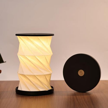 LONRISWAY Portable Travel Paper Lamp with Touch Dimmer, Rechargeable Foldable LED Table Lamp, Warm Light Battery Powered Night Light for Bedroom, Living Room, Camping, Gift for Women Men
