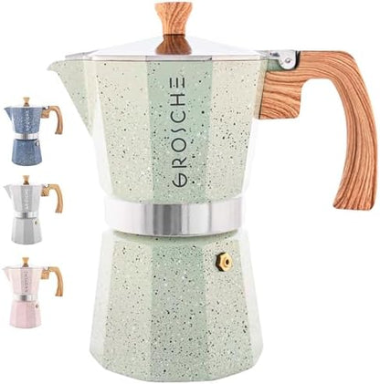 GROSCHE Milano Stovetop Espresso Maker Moka Pot 6 espresso Cup 9.3 oz Mint