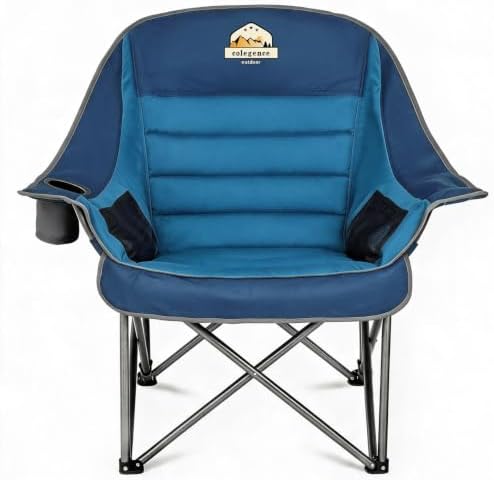 Colegence Oversized Camping Chair for Adults, Padded Lawn Chair 1 Pack