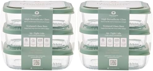 DURA LIVING Glass Food Storage Containers with Lids — 12 Piece — 17.6 oz Glass with BPA-Free Leak Resistant Stackable Lids — Microwave, Oven & Dishwasher Safe — Ideal for Meal Prep & More - Soft Sage