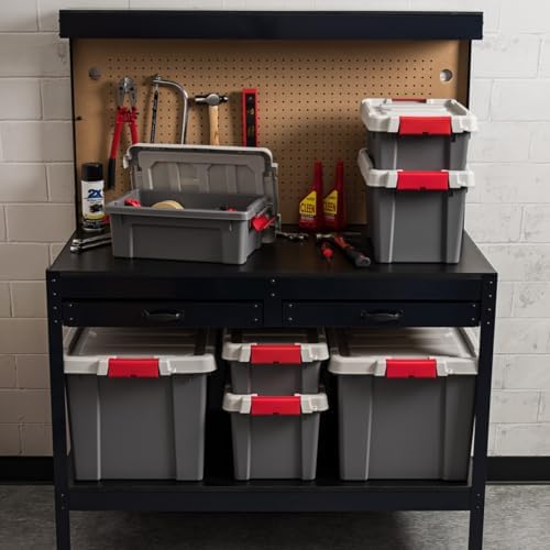 IRIS USA 6-Pack 5 Gal Heavy Duty Lockable Storage Totes with lids, Gray