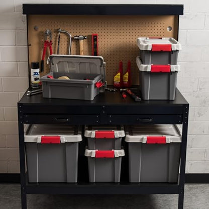 IRIS USA 6-Pack 5 Gal Heavy Duty Lockable Storage Totes with lids, Gray
