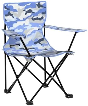 Emily Rose Blue Camo Kids Folding Camp Chair – Ages 2-7 with Safety Lock