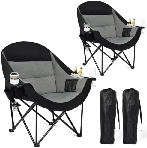 Oversized Camping Chair for Adults - Padded Lawn Camp Chair 2 Pack