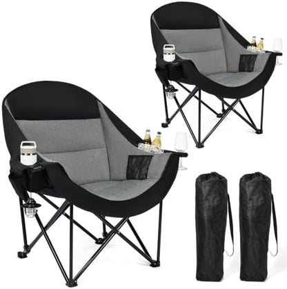 Oversized Camping Chair for Adults - Padded Lawn Camp Chair 2 Pack