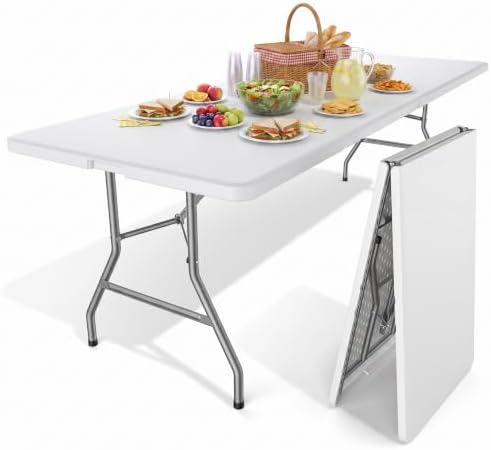 Sweetcrispy 8 FT Folding Picnic Table, Easy to Fold and Store