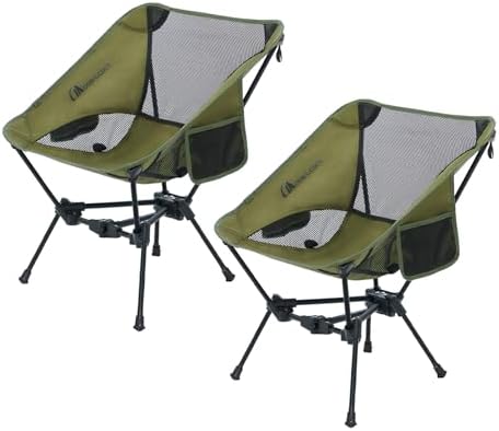 MOON LENCE Portable Camping Chair Backpacking Chair - The 4th Generation Ultralight Folding Chair - Compact, Lightweight Foldable Chairs for Hiking Mountaineering, Beach (Green-2Pack)