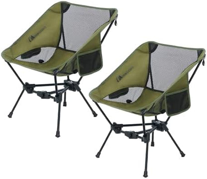 MOON LENCE Portable Camping Chair Backpacking Chair - The 4th Generation Ultralight Folding Chair - Compact, Lightweight Foldable Chairs for Hiking Mountaineering, Beach (Green-2Pack)