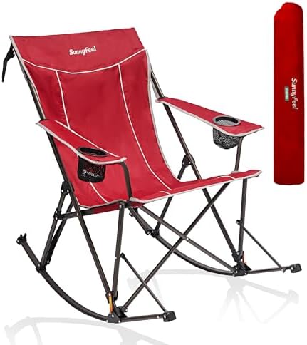 SUNNYFEEL Oversized Folding Rocking Camping Chair with Buckle Design 500lbs