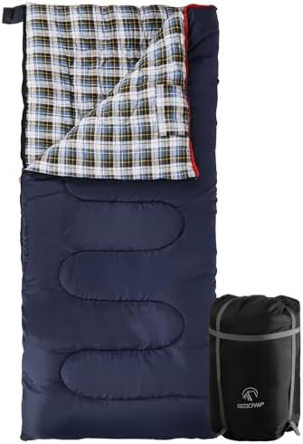REDCAMP Cotton Flannel Sleeping Bag for Camping Backpacking, Adults Cold Weather Envelope Sleeping Bags with 2/3/4/6lbs Filling