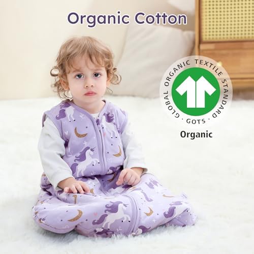 Yoofoss Baby Sleep Sack 0-6 Month 2.5TOG 100% Organic Cotton 2-Way Zipper