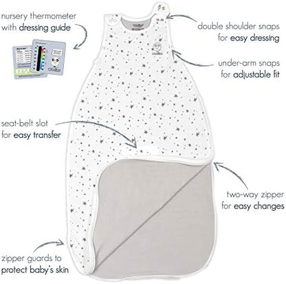 Woolino Merino Wool & Organic Cotton Baby Sleep Sack 2-24 Months – Ultimate 4-Season Baby Sleeping Bag, Universal Size Wearable Blanket, 2-Way Zipper & Adjustable Fit, Year-Round Use - Sun