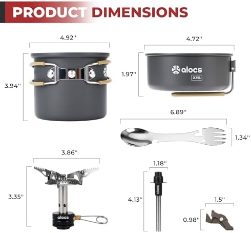 ALOCS 9-Piece Camping Cookware Set with Non-Stick Pots & 3200W Stove