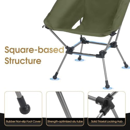 MOON LENCE Portable Camping Chair Plus, Larger & Roomier, Compact and Lightweight, Folding Chair for Backpacking Hiking Beach, Ultralight Camp Chair 330Lbs Capacity