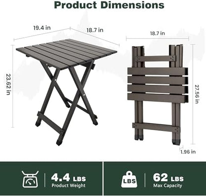 SUNNYFEEL Folding Camping Table - Lightweight Aluminum Portable Picnic Table for Cooking, Beach, Hiking, Travel, Fishing, BBQ, Indoor Outdoor Small Foldable Camp Tables